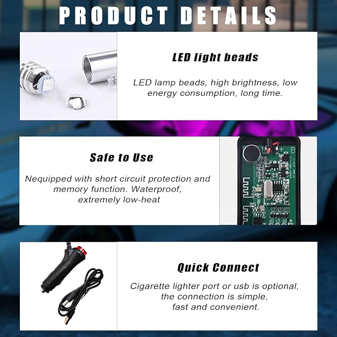 Interior Car LED Strip Lights with APP Control, RGB Ambient Lighting Kit with 118 inches Fiber Optic, 16 Million Colors Music Sync LED Vehicle Cigarette Lighter Neon Strip - Image 3