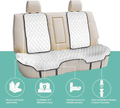 FH Group Car Seat Cushion Neosupreme Automotive Seat Cushions - Universal Fit, Rear Car Seat Cushion, Car Seat Cushions with Non-Slip Silicone Backing for SUV, Sedan, Van Rear Set White - Image 4