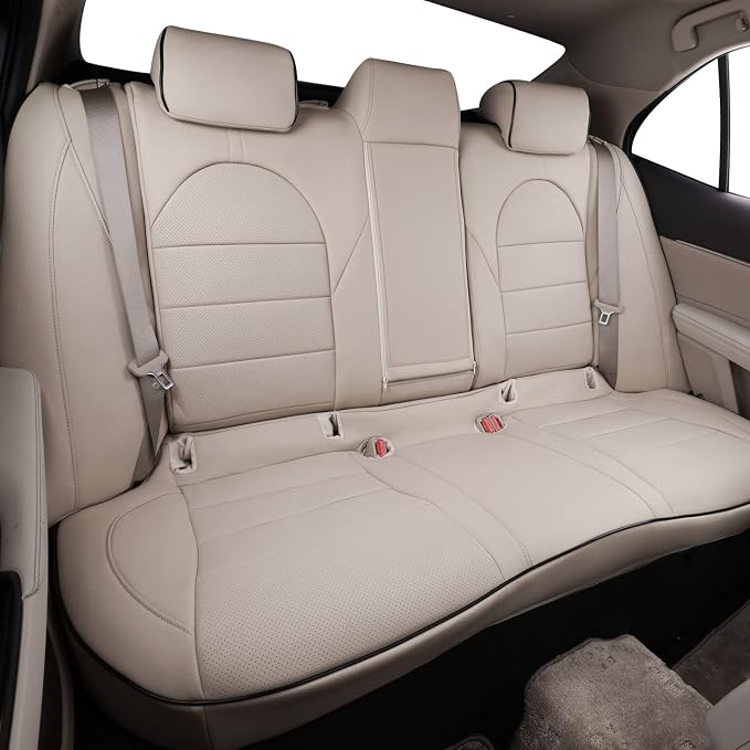 EKR Car Seat Covers for Toyota Camry 2018-2024 (Hybrid),Full Set | Custom Fit for Toyota Camry LE/SE 2018-2024 & SE Nightshade/Nightshade 2022-2024-Faux Leather(Beige) - Image 5