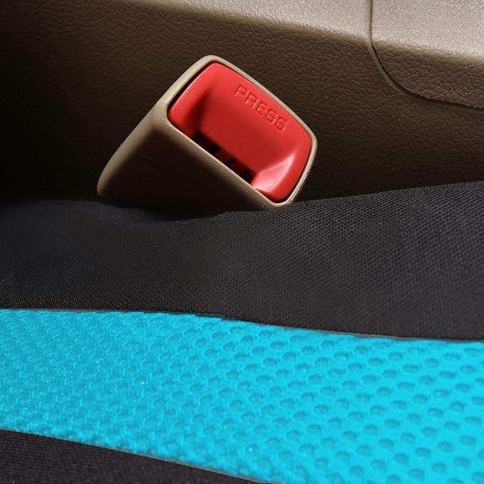 Flying Banner Car Seat Covers Front Seats and Rear Bench Mesh Fabric Rear Bench Split Polyester Cover Easy Installation SUV CAR Woman Lady Femal (Full Set, Black Mint Blue)… - Image 7