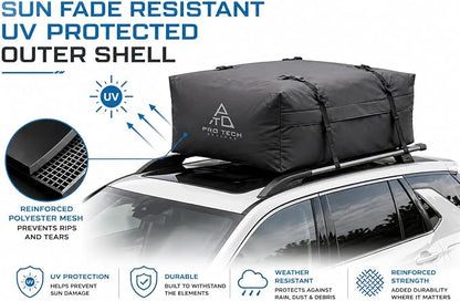 Journeyer 18 Waterproof Rooftop Cargo Carrier Bag, 18 Cubic Feet Vehicle Roof Storage with Straps & Door Hooks, Heavy Duty Car Top Carrier for SUVs, Vans, RVs & Trucks, 48" x 36" x 18" - Image 4