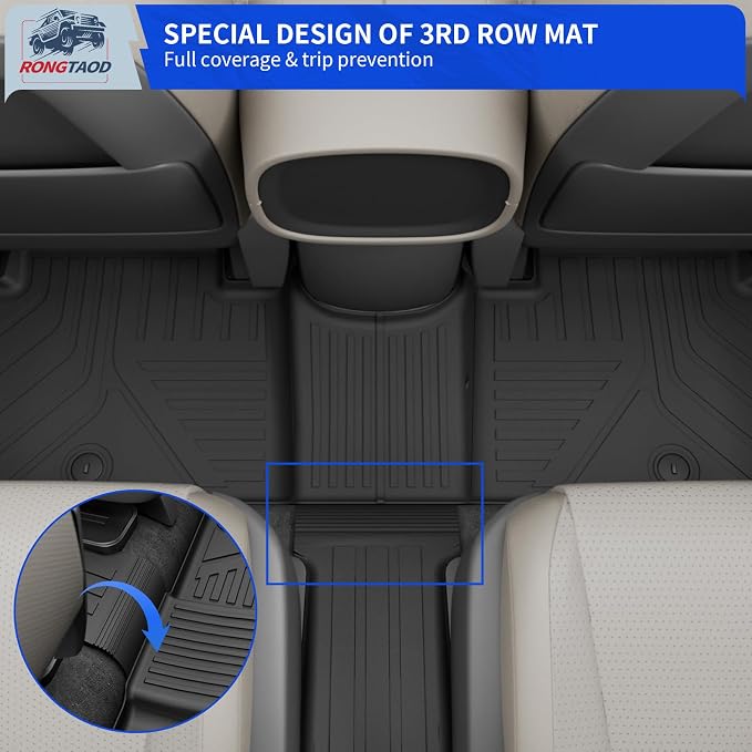 Rongtaod Floor Mats Set 5pcs for 2026 Hyundai Palisade Gas 7 Seats | Cargo Mat Trunk Mat Cargo Liner TPE All Weather Back Seat Protector Palisade Accessories - Image 4