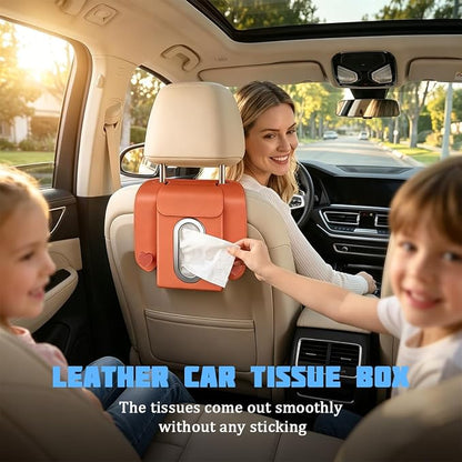 Car Tissue Holder, Multifunctional Vehicle Seat Back Hanging Tissue Box with Storage Hook, Automotive Interior Backseat Napkin Organizer, Universal for SUV Automobile Truck (Orange) - Image 3