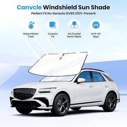 Canvcle Windshield Sun Shade for 2021-2025 2026 Genesis GV80 Accessories Upgraded Double-Layer Front Window Sunshade Cover Sun Visor Protector Foldable Block UV Rays Keep Vehicle Cool - Image 2