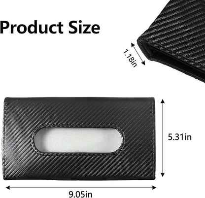 wuyaoyao Car Tissue Holder, Leather Sun Visor Napkin Case, Carbon Fiber | Hook-and-Loop Design, Car Tissue Dispenser, Clip-on Mask Holder for Sunvisor, Easy to Use, Fits SUVs, Sedans, Trucks - Image 2
