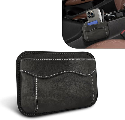 Car Seat Side Pocket Organizer, PU Leather Car Seat Gap Filler Bag, Car Seat Pocket Storage Bag for Phone, Keys, Sunglass, Wallet, Car Organizer Accessories for Seat, Door, Window (Black) by Unknown