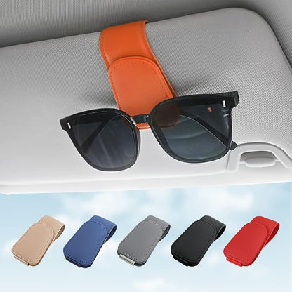 Sunglass Holder for Car Sun Visor Sunglasses Clip Car accessories -Orange | sun visor organizer, ticket card clip, eyeglass sunglasses holder, one-handed magnetic, anti-scratch, car decor for truck SUV by KanSmart