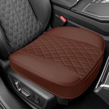 Leather Front Car Seat Covers, Car Bottom Seat Cover, Anti Slip Leather Auto Front Seat Cushion Cover with Storage Pocket, Waterproof Bottom Auto Seats Cushion Pad Mat for Vehicles (Coffee) by Unknown