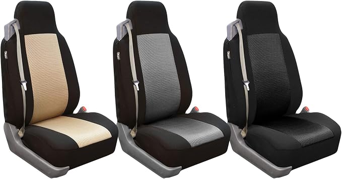FH Group All Purpose Flat Cloth Car Seat Covers for Bucket Seats, 2 Piece Universal Fit, Washable Seat Covers for SUV, Sedan, Van - Front Set Gray - Image 6