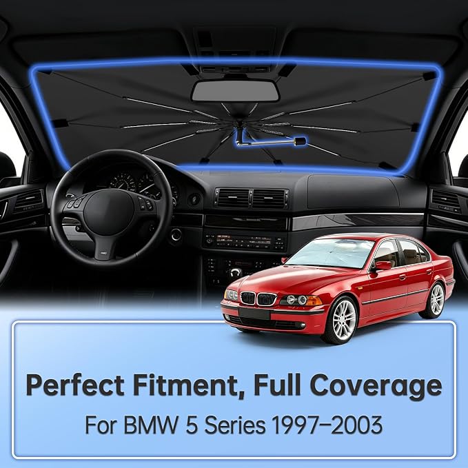 Windshield Sun Shade Umbrella for BMW 5 Series 1997–2003 Car Front Window | Double Layer Sunshade for Front Windshield for 5 Series,Aotmotive Aotmotive UV Protection Sun Blocker & Heat Shield - Image 2