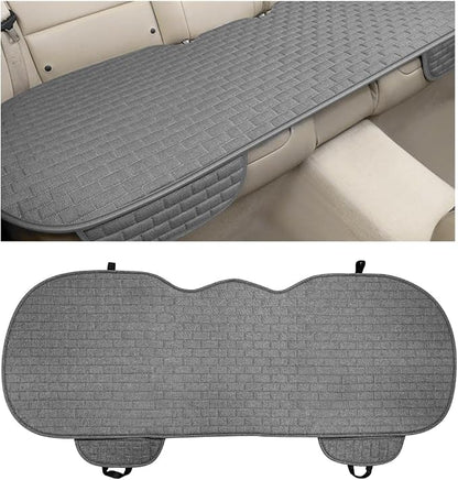 Car Seat Cover for Rear Seats, Comfortable Linen Seats Cushion Pad Mat with Storage Pockets, Anti-Slip Breathable Bottom Long Rear Seat Cover Protector for SUV Truck Van (Gray) by Unknown