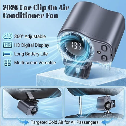 Gaukomzs 2026 Car Clip on Air Conditioner Fan with LED Display, 360° Rotation, 199 Speeds, USB Rechargeable, for Cars, Work, Camping (Dark gray) - Image 5