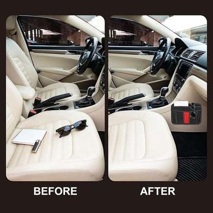 HARFINGTON 2pcs Car Seat Side Pocket Organizer PU Leather Auto Door Console Storage Bag Car Seat Gap Filler Multifunctional Car Pocket Pouch for Keys Coins Phone Sunglasses, Black - Image 4