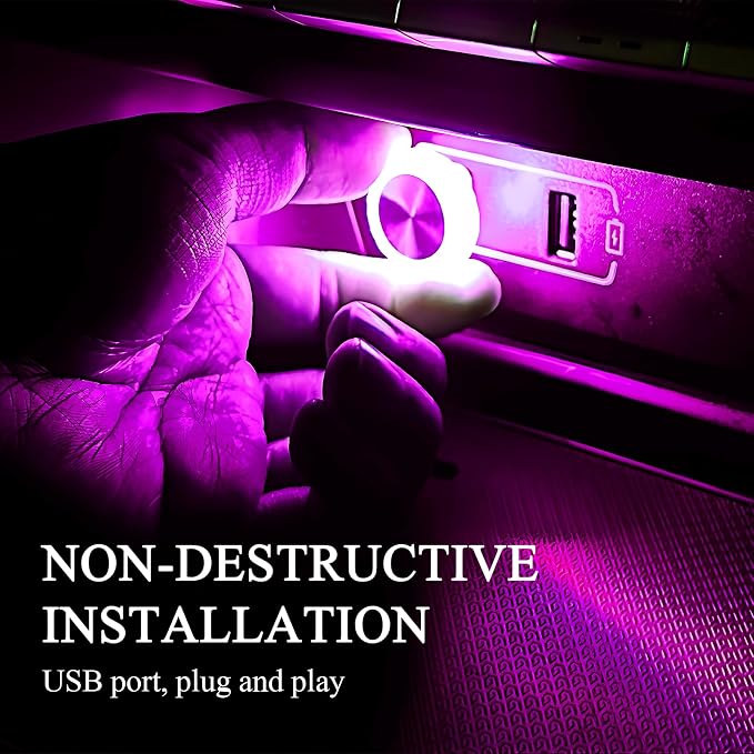 Hovom 4PCS Mini USB LED Car Interior Atmosphere Lamp for Decor, Pink Purple | Plug-in USB Interface, Portable LED Decor, Universal Ambient Lighting Kit, Suitable for SUV Truck RV Office Laptop Keyboard - Image 4