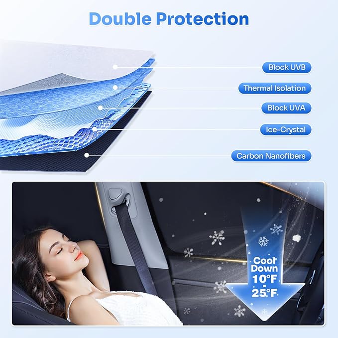 Canvcle Window Shades for 2015-2019 Subaru Outback Accessories Windshield Sun Shade Side Rear Window Covers Sunshade Sun Visor Shield Privacy Protection for Camping Keep Vehicle Cool Black 8PCS - Image 4