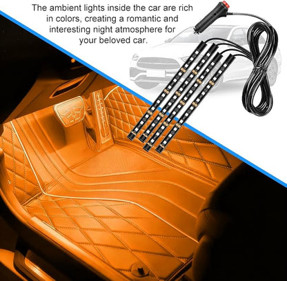 Car LED Strip Light, 12V 48 LED Vehicle Under Dash Neon Ambient Night Decor Lamp with Cigarette Lighter Plug, Automotive Interior Lighting Accessories, Universal for SUV Truck Sedan (Orange) - Image 3