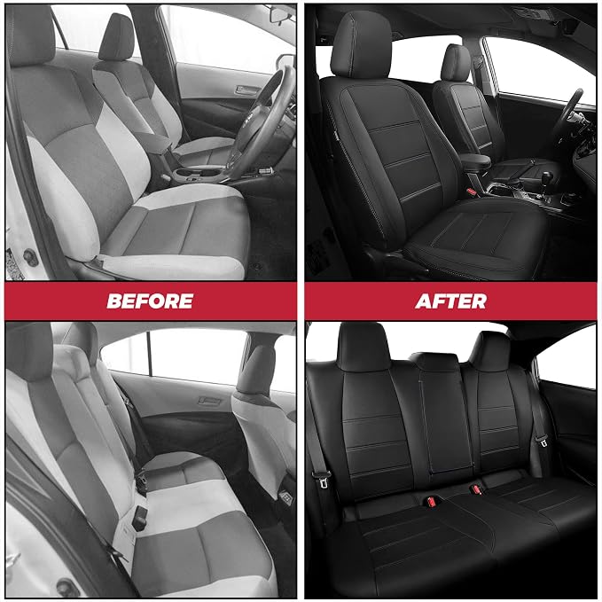 FREESOO Custom Leather Seat Covers for Toyota Corolla LE 2023-2026 | Sedan, Full Set, Waterproof, Airbag Compatible, Scratch-resistant, Anti-slip, Protector Cushion, Durable Material, Easy-clean - Image 5