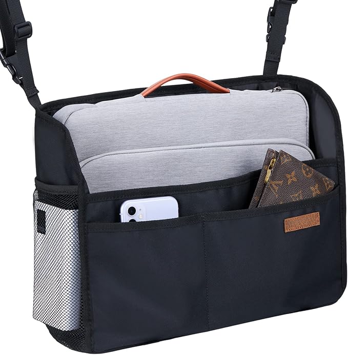 WLLWOO Car Net Pocket Organizer Purse Holder Console Front Seat Storage | Multi Pocket Car Seat Organize Bag Handbag Holder Between Seats Back Barrier by WLLWOOWLLWOO