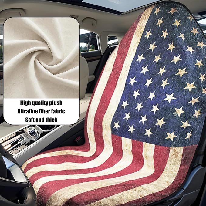 Mandark Ameican Flag Waterproof Towel Car Seat Cover, Sweatproof Non Slip Bucket Carseat, Patriotic Machine Washable Vehicle Bucket Frontseat Protector Accessories, Universal Fit(Flag) - Image 3