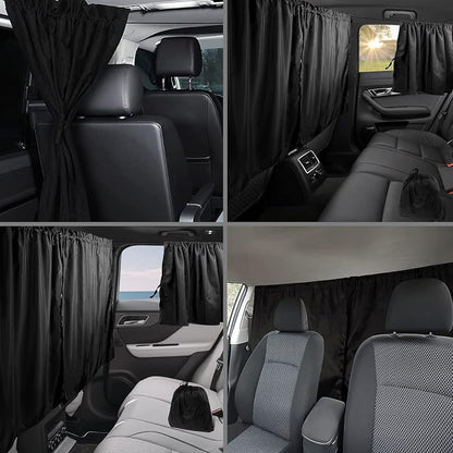 Car Privacy Curtains for Windows - 3Pcs Blackout Car Divider Curtain and Side Window Shades, Light Blocking Rear Seat Cover for Camping Sleeping Nap, Universal Fit Sedan SUV Truck - Image 7