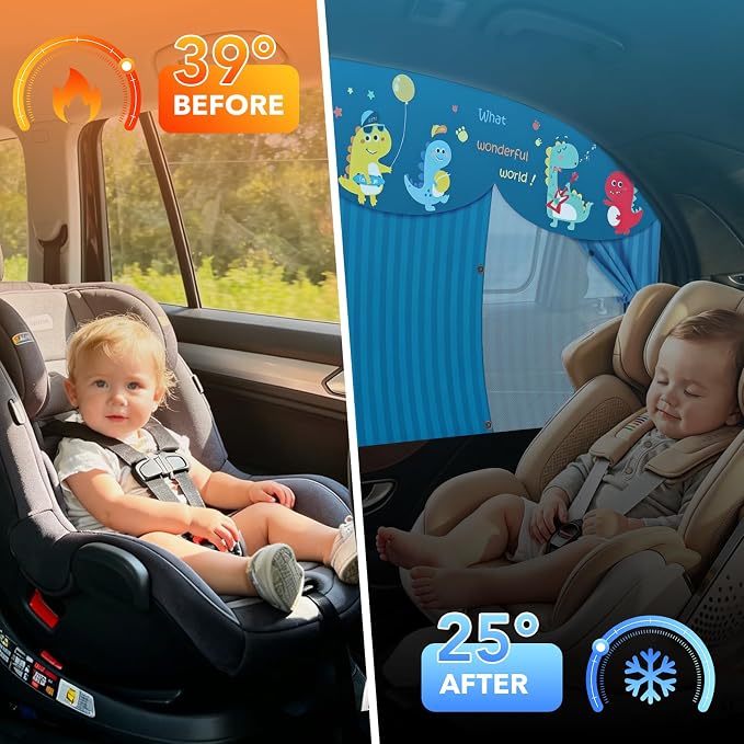 LEIWOOR 2-Pack Magnetic 2 Layers UV Protection Car Window Shades for Baby | Privacy full/half shade baby car window shades with curtain header breathable heat block back curtain for truck van sedan SUV - Image 5