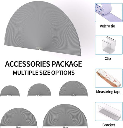 Myshade Arch Window Shades Half Circle Blackout Cellular Shades Cordless No Drill Blinds for Windows Half Moon Honeycomb Fabric No Tools Room Darkening Shades Easy Install (2PCS Grey 72" W X 36" H) - Image 5