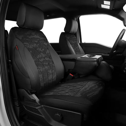 EKR F150 Seat Covers Custom Fit for (RegularCab) 2021-2026 Ford F-150 XL/XLT & 2023-2026 F250/F350/F450 SuperDuty XL/XLT,(First Row Only),Faux Leather(Black/Gray Camo A63) by EKR