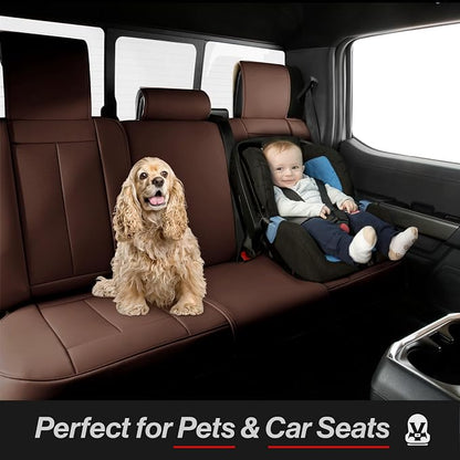Coverland Premium Car Seat Covers Full Set Waterproof Interior Protector | Airbag Compatible Non-Slip Seat Cover for A6, 5-Series, G20, J30, Altima, Maxima, Camry [Full set Dark Brown-Size Chart X72] - Image 8