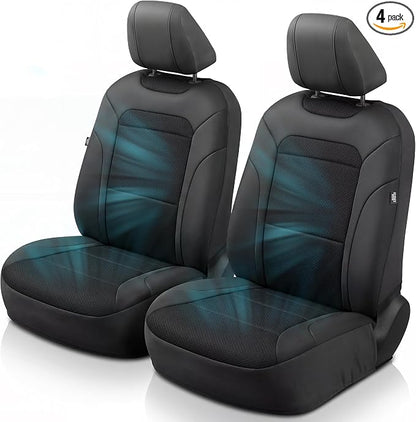 GIANT PANDA Air Cool Mesh Car Seat Cover Custom Fit Hyundai Sonata Elantra Santa Fe Tucson Accent Kona Palisade,Breathable Cooling Seat Protector with Leather Back Pannel(Black) by GIANTPANDA