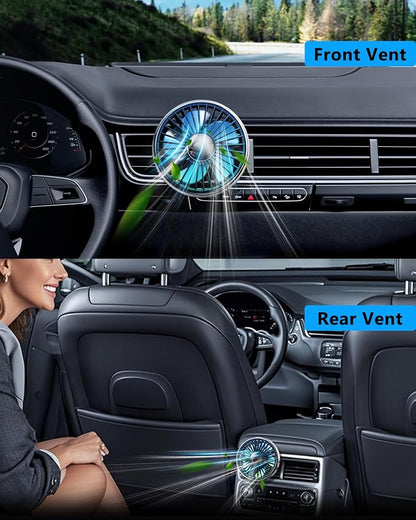 USB Fan for Car AC Air Vent to Boost Cooling Air Circulation | Colorful Light Car AC Fan for SUV Van RV Pickup Truck, Powerful 3 Speed, Quiet Brushless Motor, 360 Rotating Car Clip on Fan - Image 4