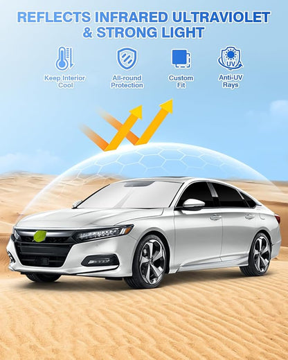 Canvcle Windshield Sunshades for Honda Accord 2018-2022 Side Rear Window Shade Cover Set Window Sun Visor Blocker Privacy Protection Keep Vehicle Cool Black 8PCS - Image 2