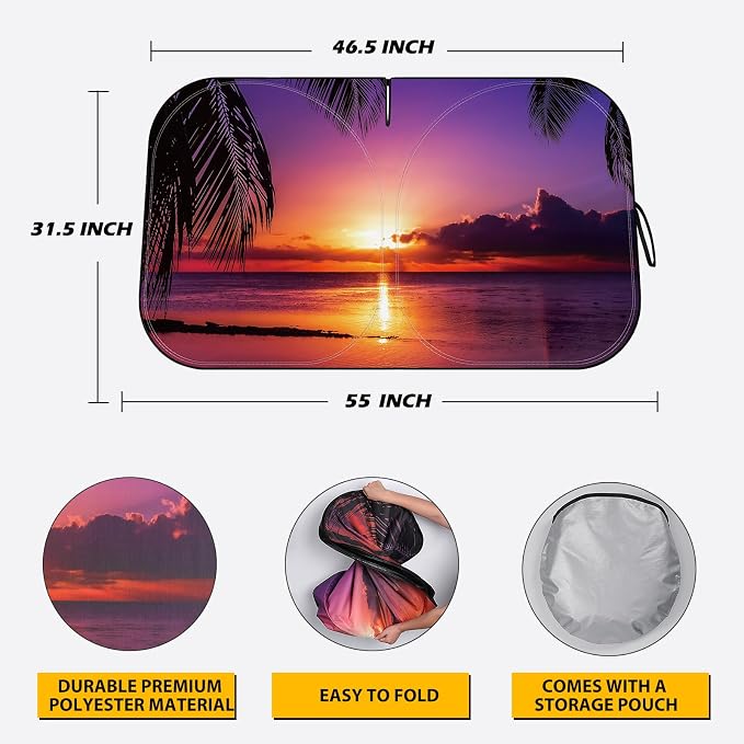 Car Windshield Sun Shade, Foldable Reflective UV Front Sunshade | 57" x 31", Sun Visor Blocks UV Rays & Keep Cool for Cars Interior, Fits Sedans, SUVs & Trucks, Foldable & Easy Storage - Image 5