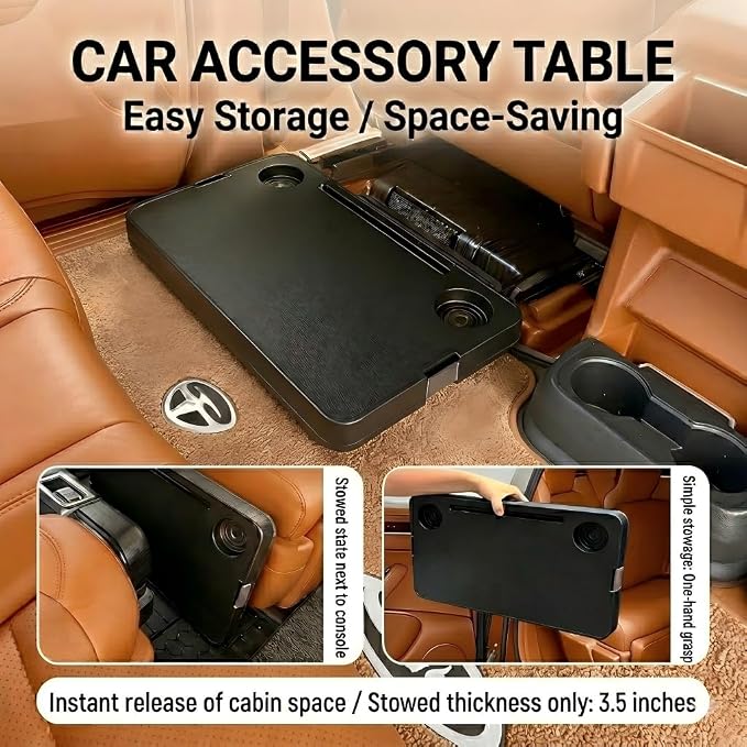 Car Desk for Laptop, Adjustable Car Seat Tray Table, 360° Rotating Multi-Function Travel Tray for Passenger & Rear Seat, Portable Eating & Work Station, Essential Road Trip Accessories - Image 7