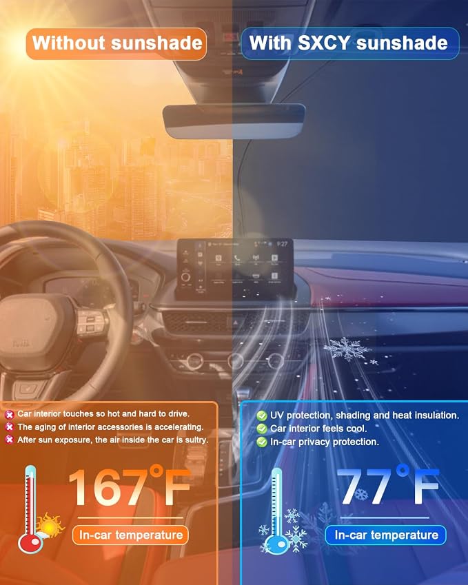 SXCY for 2025 2026 Acura ADX Windshield Sunshade for 2025 2026 Acura ADX Accessories 2025 2026 ADX Sunshade Foldable Sun Shield Sun Shade Block UV Rays - Image 4