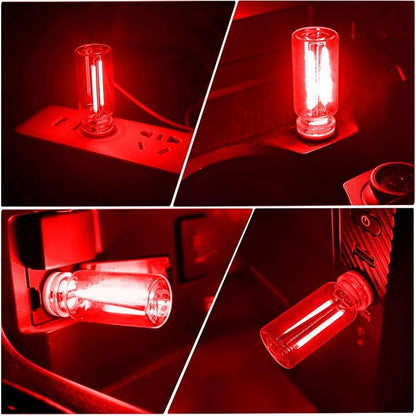 2Pcs Car USB Lights, Plug-in Retro Car Ambient Lighting Kit Dimmable, Red | Touch Adjustment Light, Portable Mini Glass Bottle LED Bulb Nightlights for Car Bedroom Hallway Camping Holiday Decoration - Image 6