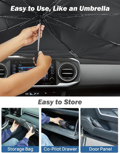 JOYTUTUS Windshield Sunshade Umbrella for Toyota Tacoma 2016-2023, Automotive Interior Sun Protection Cover, Titanium Silver UV Block Coating, Front Window Heat Insulation Protection - Image 5