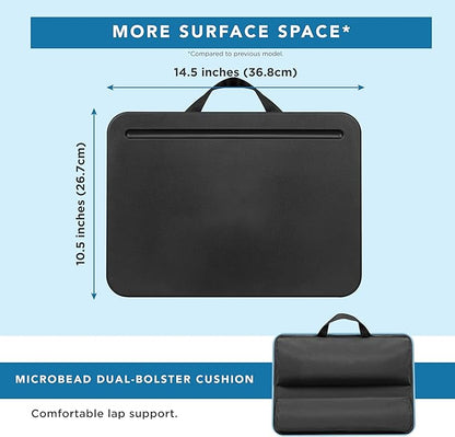 LAPGEAR Compact Lap Desk – Black, Fits 14" Laptops | Microbead Cushion, Built-In Pencil Slot, Carry Handle, Fits Standard Letter-Size Paper (8.5" × 11") - Image 5