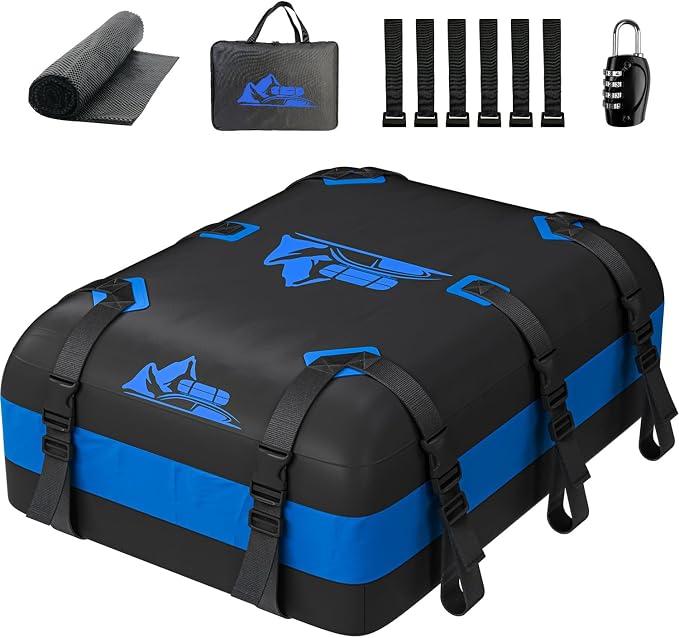 Car Rooftop Cargo Carrier Bag 15-20 Cubic Feet(20Cu.Ft-Blue) - Image 9