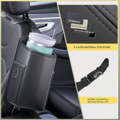 Tumecos Rectangle Car Tissue Box Holder,Car Storage Organizer for Front and Back Seat,Side Mount Hanging Bags with 2 Mesh Pockets,Waterproof Side Organizer,Napkin Cover - Image 3