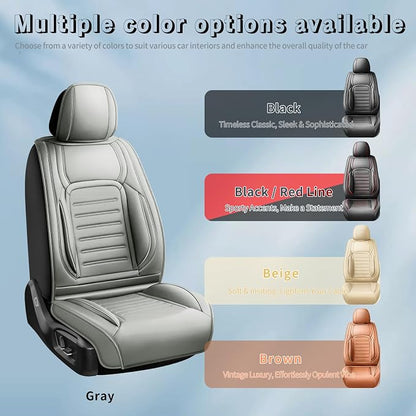 Fit Camry Car Seat Covers for Toyota Camry 2012-2025 2026 -Premium Leather, Waterproof，Breathable，All-Weather Seat Cushion Protecto & Airbag Compatible, Full Set Gray - Image 5