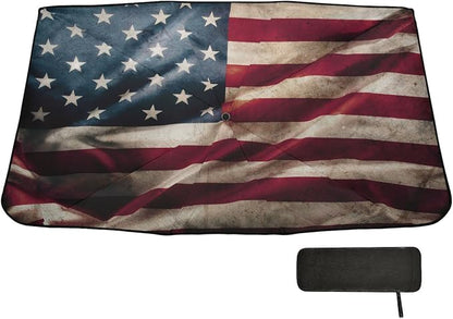American Flag Windshield Sun Shade Umbrella Vintage Patriotic Foldable Car Front Window Sunshade Blocks UV Rays Heat Keep Vehicle Cool (55" x 27.5") - Image 6