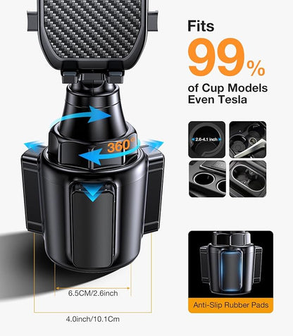 Coolpow Cup Holder Phone Holder for Car Phone Holder Cup Holder Phone Mount【Ultra Stable & Never Shake】Phone Holders for Your Car Cupholder Cell Phone Car Mount for iPhone 17 16 All 4"-7" Smartphones - Image 3