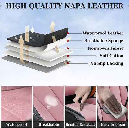 Coverado Car Seat Covers, Seat Covers for Cars, Waterproof Leather Auto Seat Protectors, Leather Car Seat Cushion, Car Interiors Accessories Universal Fit for Most Cars - Image 5
