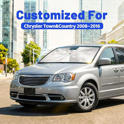 Car Windshield Sun Shade Umbrella for Chrysler Town & Country 2008-2016 | [Reflective Coated Fabric] Car Shades Sun Visor Keep Car Cool and Protects Interior, 1:1 Exact Fit - Image 3