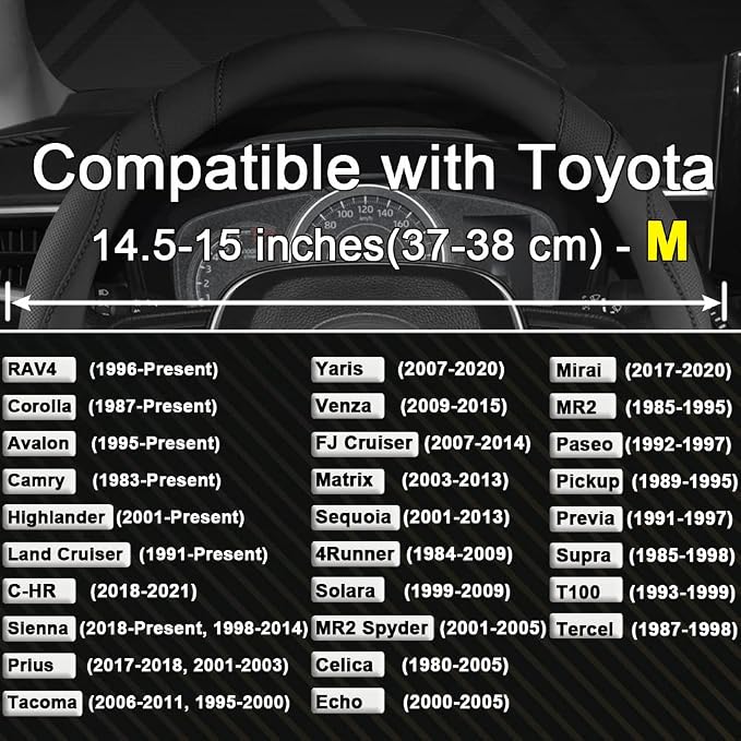 West Llama Customized Auto Car Steering Wheel Cover for Toyota (Black) - Image 2