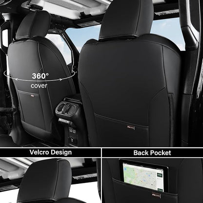 Coverado Seat Covers Fullset for Jeep Wrangler, Waterproof Car Seat Covers for Automotive Truck Seat Covers Custom Fit for 2018-2026 Jeep Wrangler JL 4-Door with Rear Cupholder Only，Black - Image 3