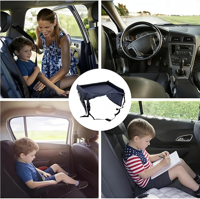 Kids Travel Tray for Car Seat - Toddler Road TripEssentials with Drawing Kit, Lap Desk Organizer for Car &Airplane - Image 4