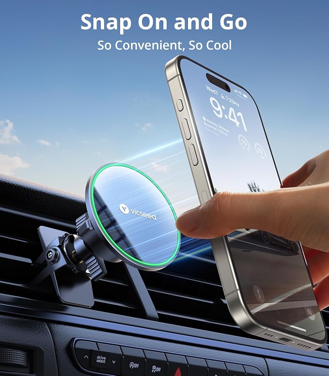 VICSEED for MagSafe Car Mount [Upgraded Strongest Magnet Power] Magnetic Phone Holder for Car Vent 360 Adjustable Magnetic Car Phone Holder Mount for iPhone 16 Pro Max 15 14 13 12 Plus Mini - Image 8
