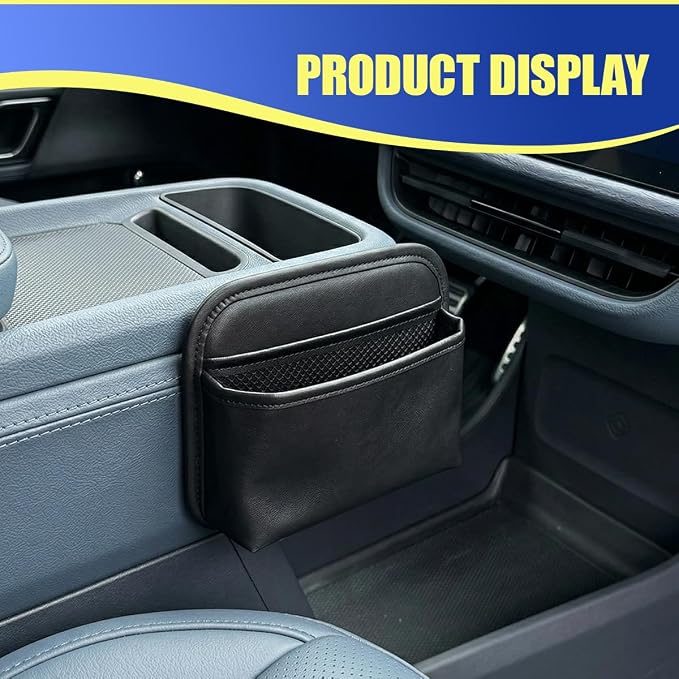 Car Seat Side Storage Bag, PU Leather Automotive Console Seat Gap Filler Organizer, Multifunctional Mini Vehicle Door Side Pouch for Phones, Keys, Wallets, Sunglasses (Black) - Image 6