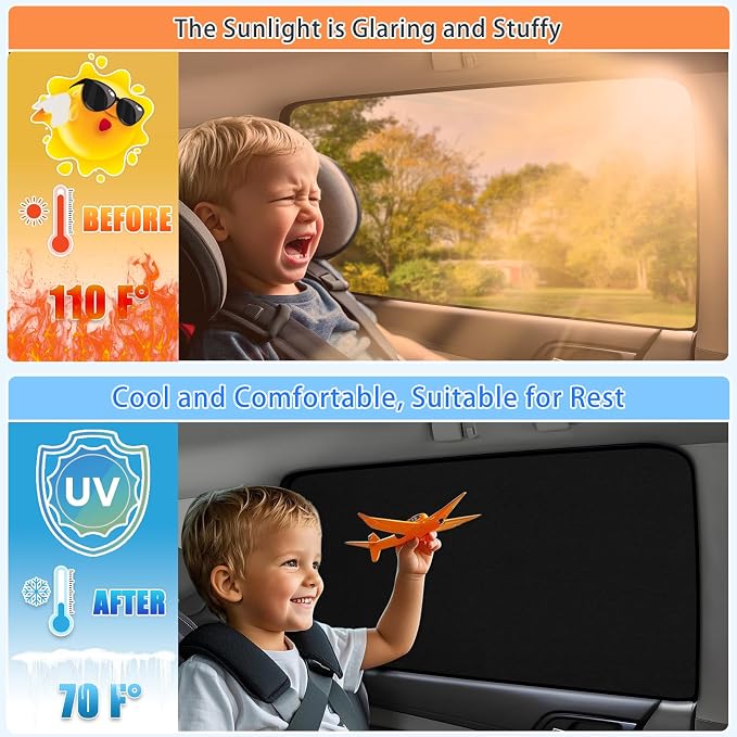 ZATOOTO Car Window Cover for Privacy,Soft Suede for Durable,16.69×31.5in | Stay Cool & UV Protection, For Baby Back Window Sunshade, Light Blocking Sun Shades for Camping Eating and Rest - Image 3